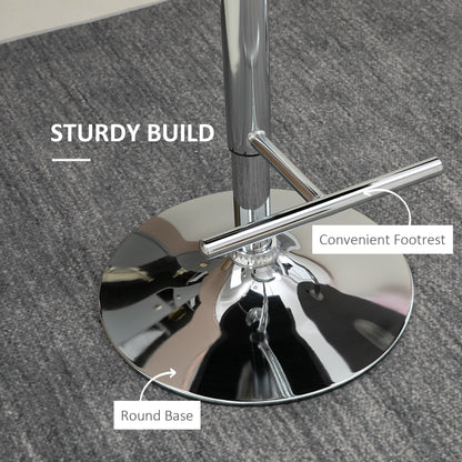 Adjustable Bar Stools Set of 2, Swivel Bar Chairs w/ Back Footrest, Grey