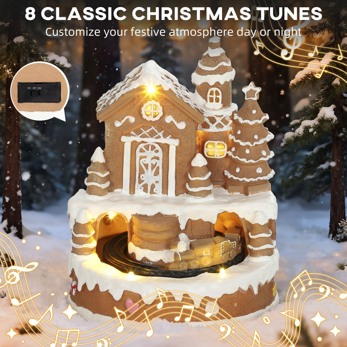 Christmas Gingerbread House with LED Lights, Music