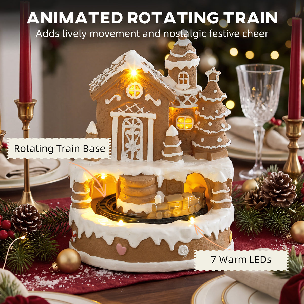 Christmas Gingerbread House with LED Lights, Music
