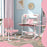 Kids Desk and Chair Set w/ Tiltable Desktop Reading Rack - Pink