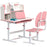 Kids Desk and Chair Set w/ Tiltable Desktop Reading Rack - Pink