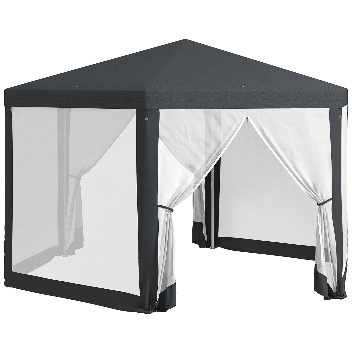 Hexagonal Gazebo Patio, Outdoor Canopy Patio Party Tent Dark Grey