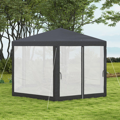 Hexagonal Gazebo Patio, Outdoor Canopy Patio Party Tent Dark Grey