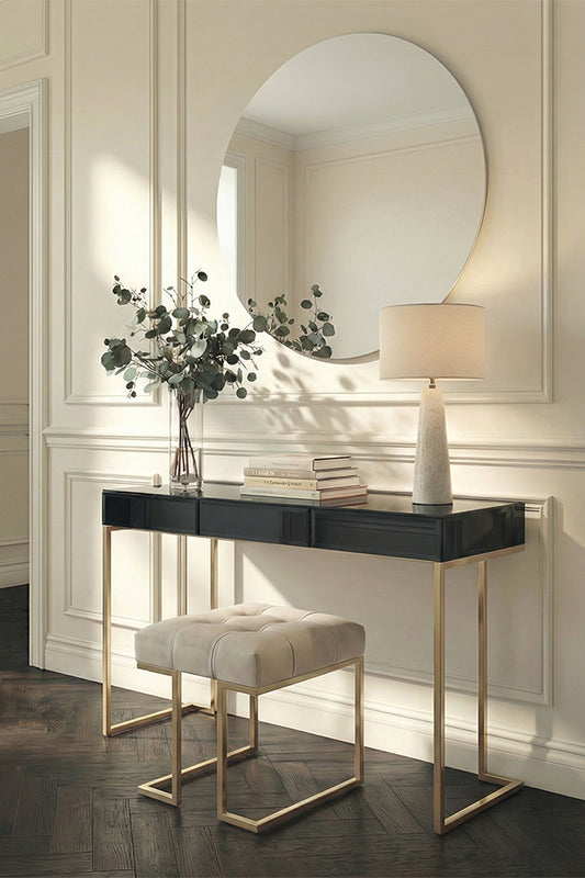 Lorenzo Black Glass Console Table