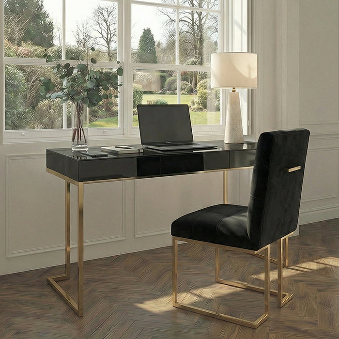 Lorenzo Black Glass Desk