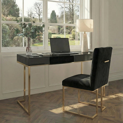 Lorenzo Black Glass Desk