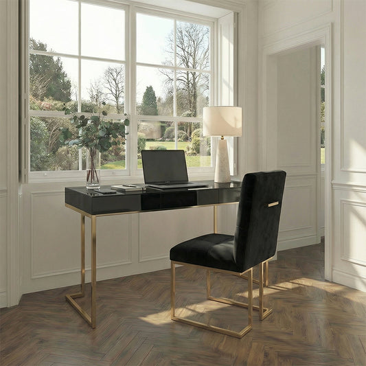 Lorenzo Black Glass Desk