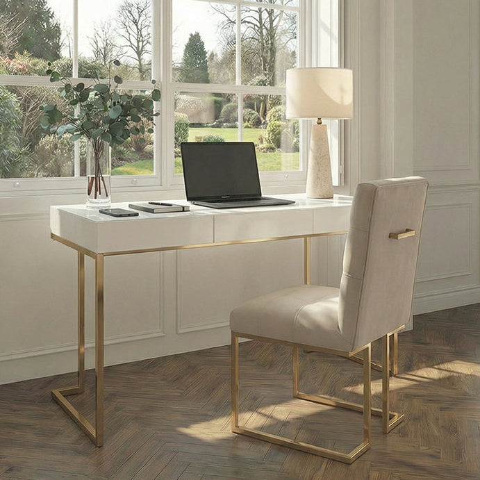 Lorenzo White Glass Desk