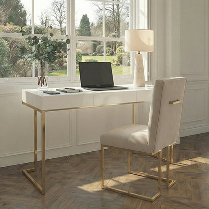 Lorenzo White Glass Desk