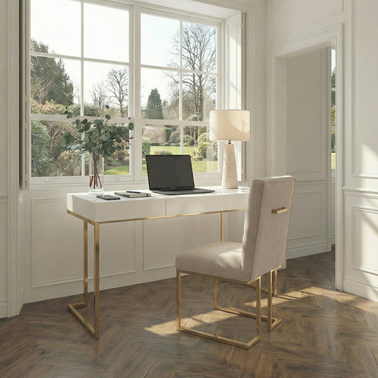Lorenzo White Glass Desk