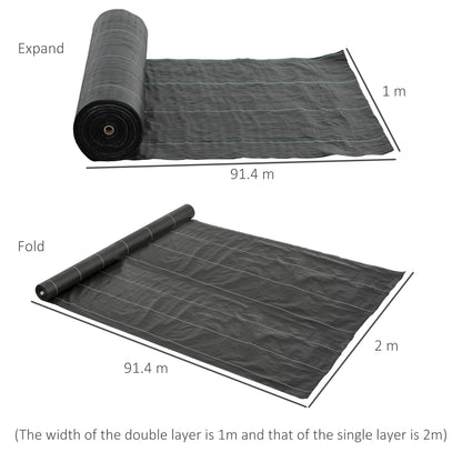 2m x 90m Weed Control Membrane, Heavy Duty Weed Barrier Fabric