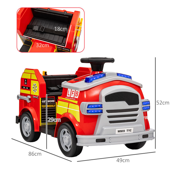 12V Ride on Fire Truck w/ Siren Flashing Lights