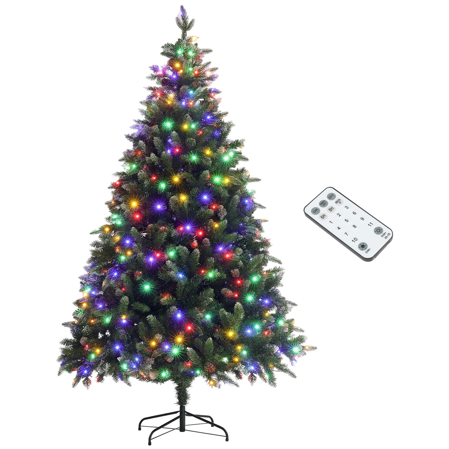 7 Ft Artificial LED Christmas Tree with Metal Base, Hinged Branches