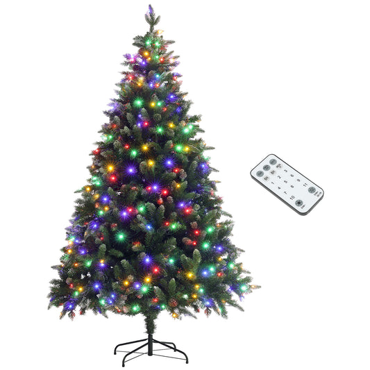 7 Ft Artificial LED Christmas Tree with Metal Base, Hinged Branches