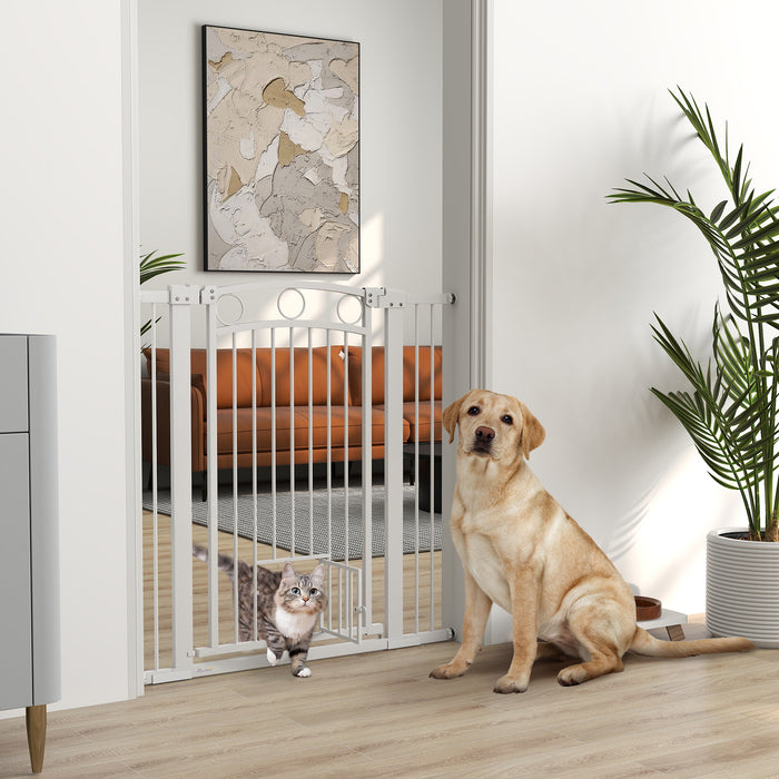 Stair Gate with Cat Door, Adjustable Width, 76-104cm and 106cm Tall