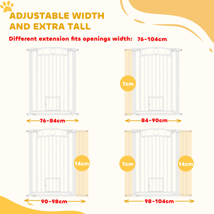 Stair Gate with Cat Door, Adjustable Width, 76-104cm and 106cm Tall