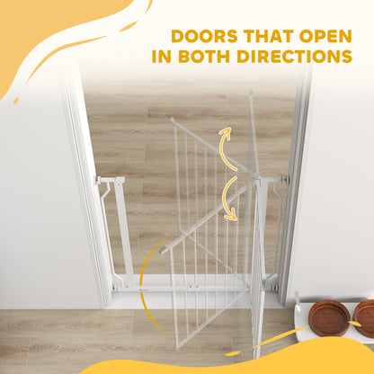 Dog Gate Wide Stair Gate w/ Door Pressure Fit, 75-85W cm, White