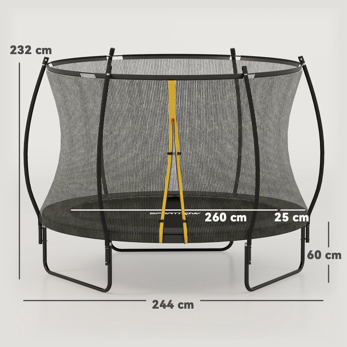 8ft Trampoline with Enclosure Net and Spring Cover, Black