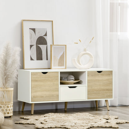 TV Cabinet Entertainment Centre w/ Storage Cabinet and Drawer, Natural