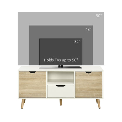 TV Cabinet Entertainment Centre w/ Storage Cabinet and Drawer, Natural