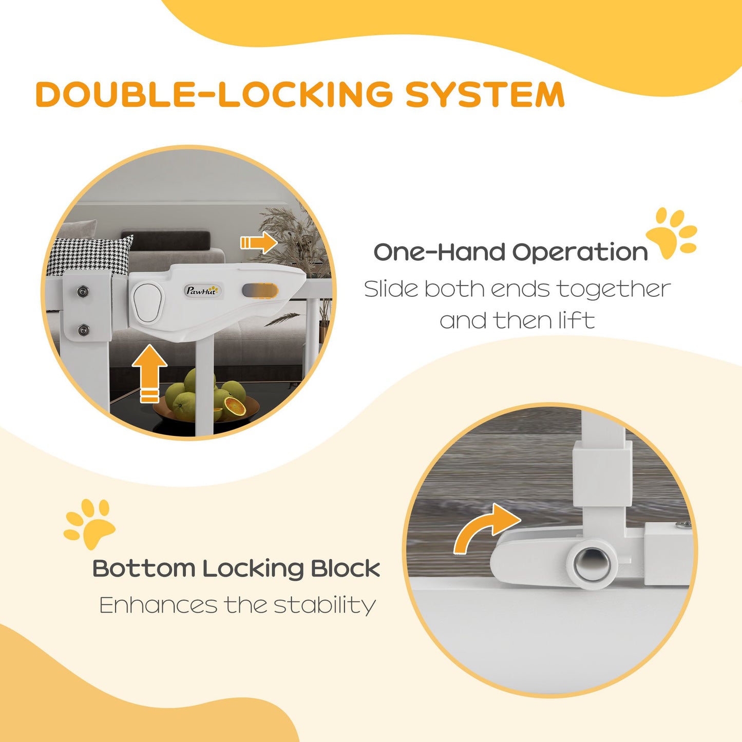 Extra Tall Dog Gate with Cat Door Auto Close for Stairs 74-101 cm Wide