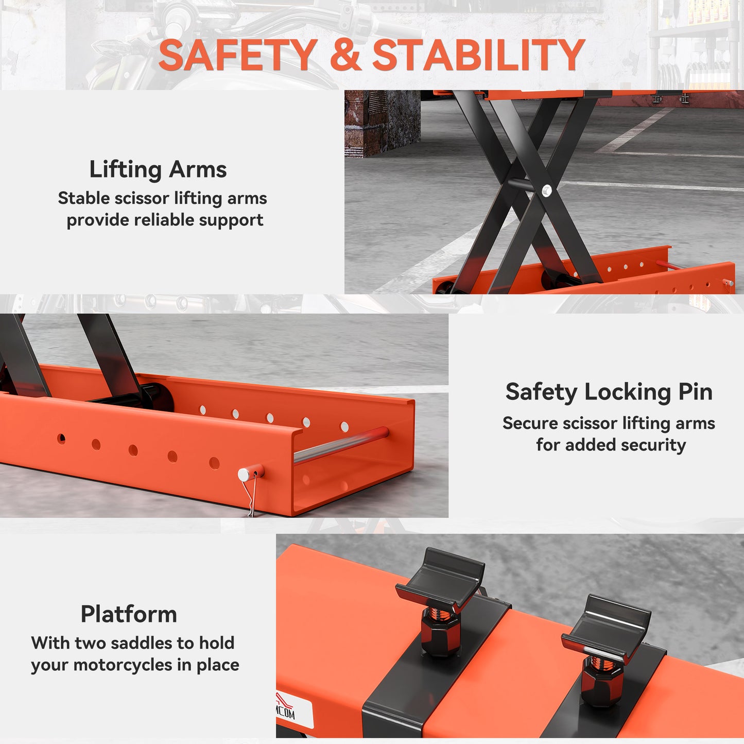 500 kg Motorcycle Scissor Lift Jack, Steel Motorbike Lifting Stand