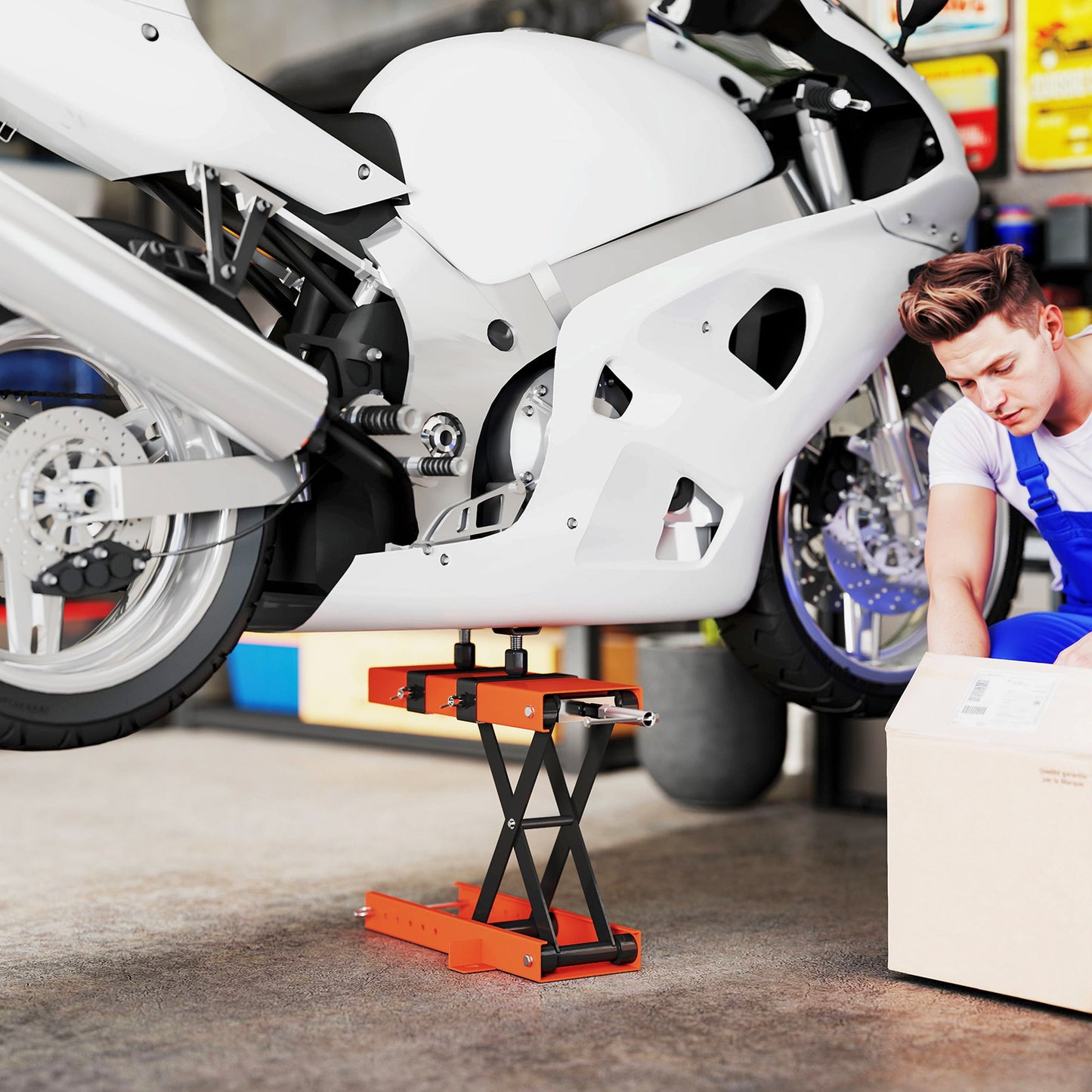 500 kg Motorcycle Scissor Lift Jack, Steel Motorbike Lifting Stand