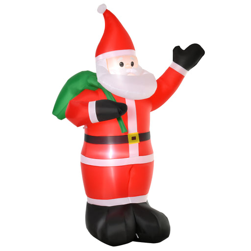 2.4m Christmas Inflatable Santa Holiday Yard Decoration with LED Lights, Indoor Outdoor Lawn Blow Up Decor