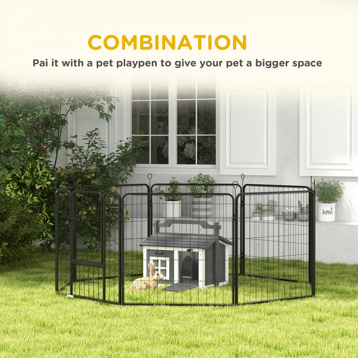 Indoor Rabbit Hutch, Portable Small Animal House Outdoor with Top Handle, Openable Roof - Grey