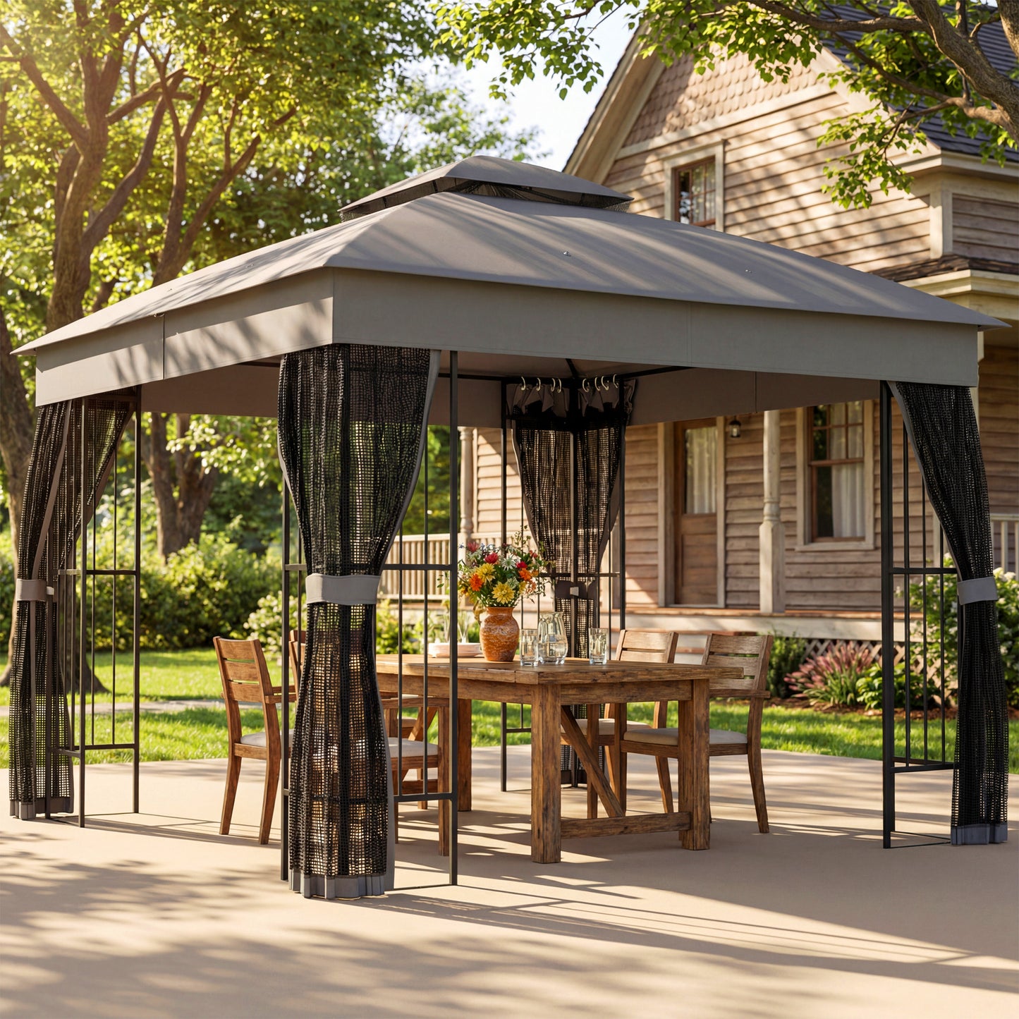 3 x 3 m Garden Gazebo with Shelves, UPF50+ Permanent Gazebo