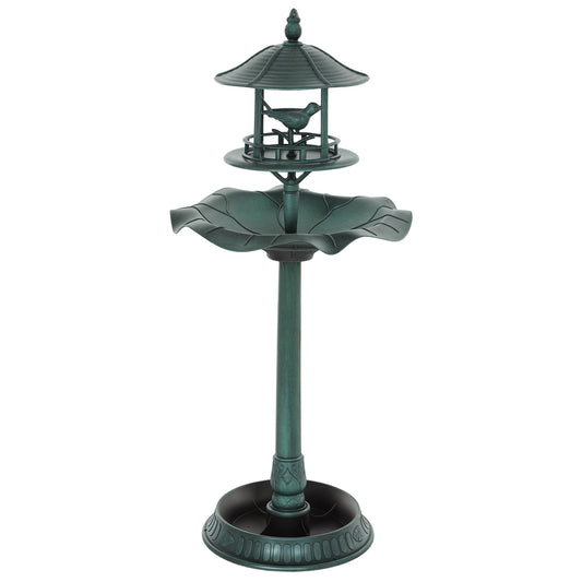 3-in-1 Garden Bird Bath, Birdbath with Large Water Basin, Green