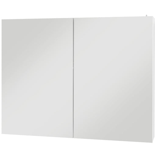 kleankin Bathroom Mirror Cabinet with Light, Bathroom Storage Cupboard with Adjustable Shelf, USB Charge, 90x15x70cm, White