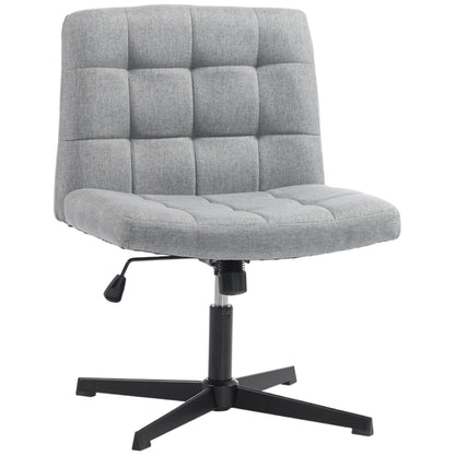 Armless Office Chair, Cross Legged Vanity Chair with Wide Seat, Grey