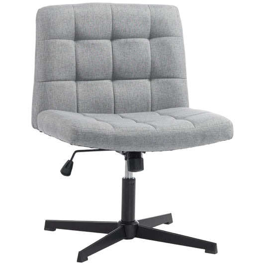 Armless Office Chair, Cross Legged Vanity Chair with Wide Seat, Grey