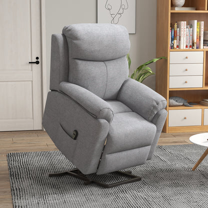 Power Lift Chair Electric Riser Recliner for Elderly, Linen Fabric Sofa Lounge Armchair with Remote Control and Side Pocket, Grey