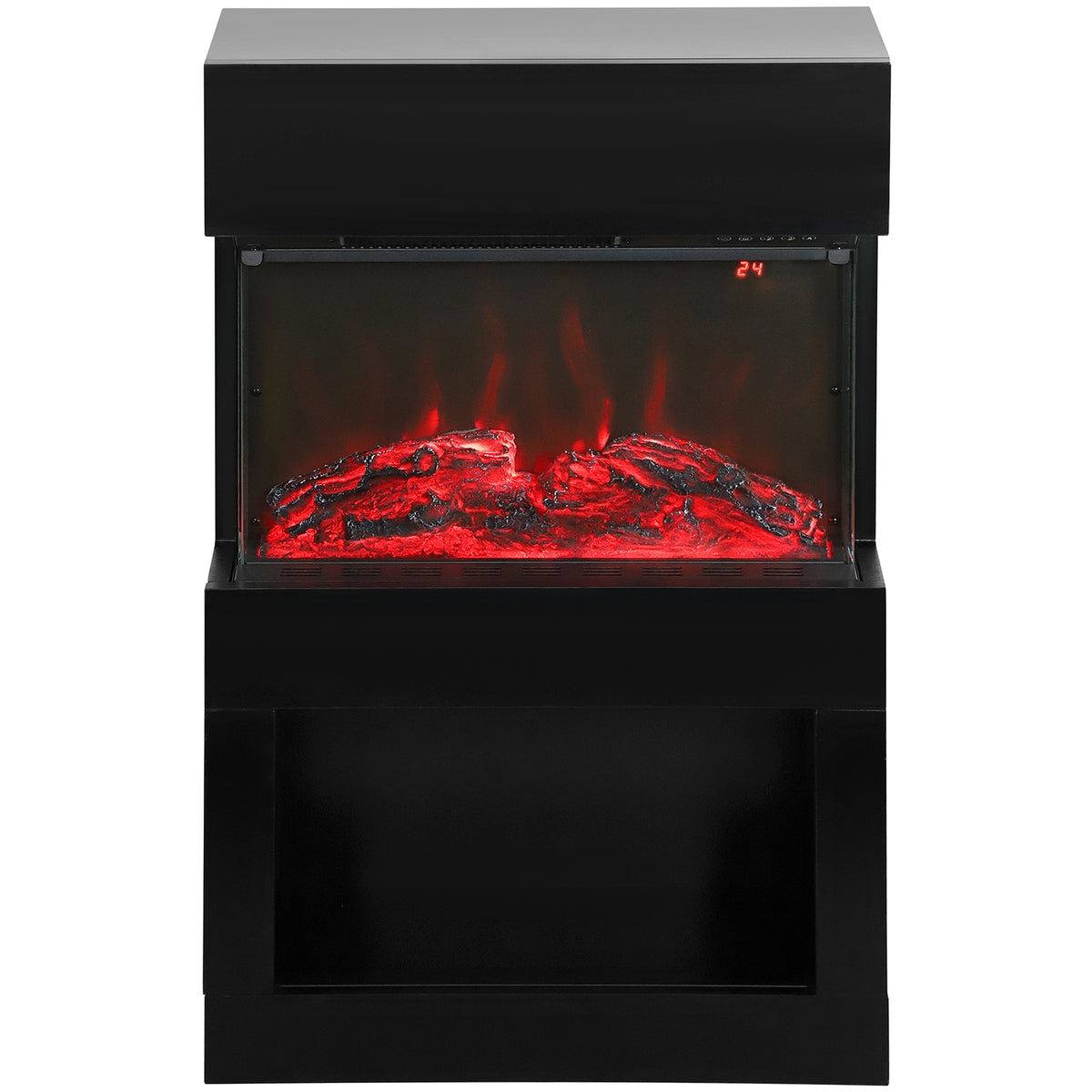 1000W/2000W Electric Fire and Mantel with Remote & Timer, Black