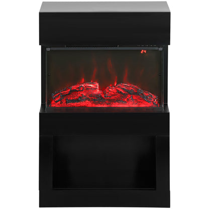 1000W/2000W Electric Fire and Mantel with Remote & Timer, Black