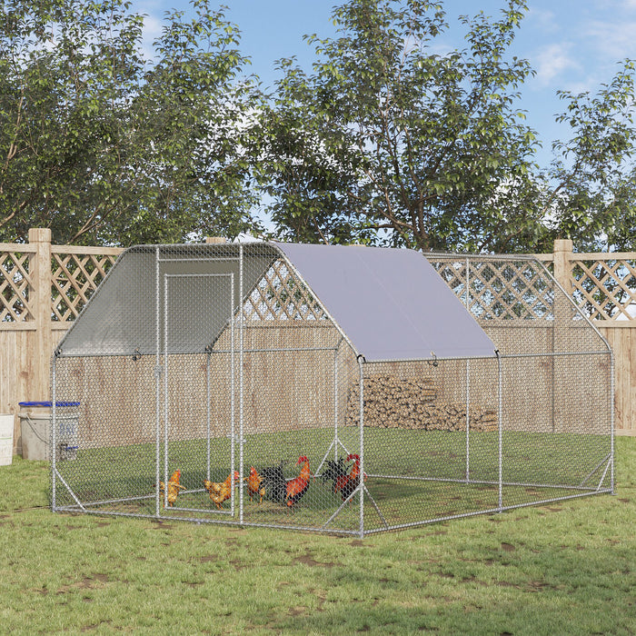 Chicken Run with Roof, Walk In Chicken Coop Run Cage for 10-12 Chickens, Hen House Duck Pen Outdoor, 380x280x195 cm