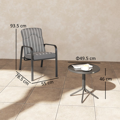 3-Piece Recliner Garden Chairs and Tempered Glass Table Set, Grey