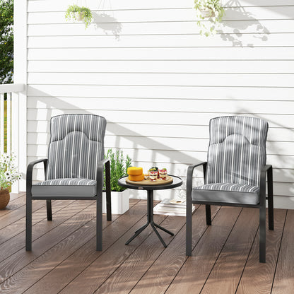 3-Piece Recliner Garden Chairs and Tempered Glass Table Set, Grey