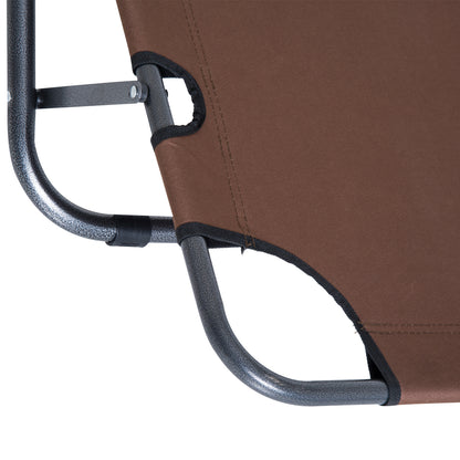 2 in 1 Outdoor Folding Sun Lounger w/ Adjustable Back and Pillow Brown