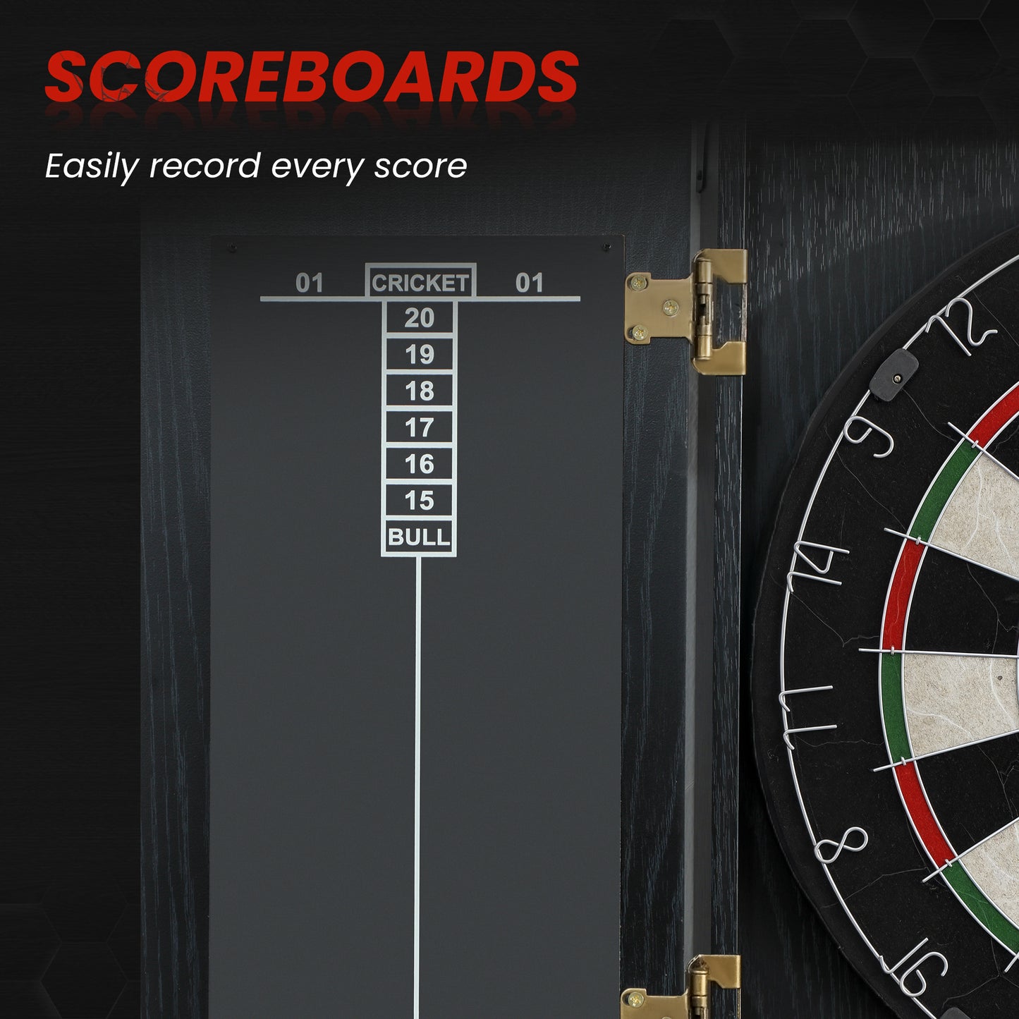 Bristle Dartboard Set with Cabinet, 6 Steel Tip Darts, Dart Board
