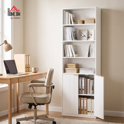 Bookcase with Adjustable Shelf 6-Tier Tall Bookshelf, White