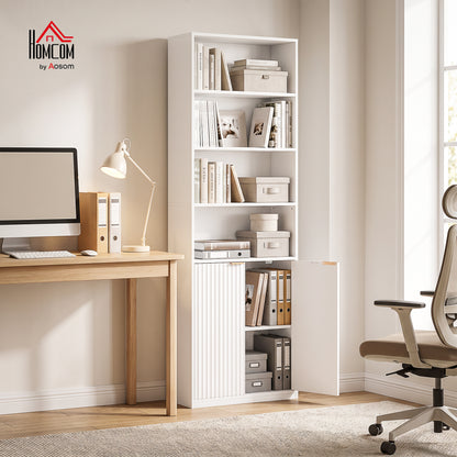 Bookcase with Adjustable Shelf 6-Tier Tall Bookshelf, White