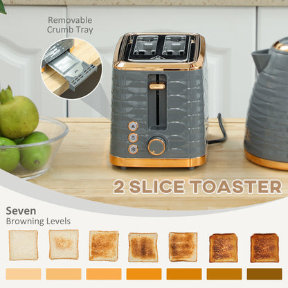 Kettle and Toaster Set 1.7L Rapid Boil Kettle & 2 Slice Toaster Grey