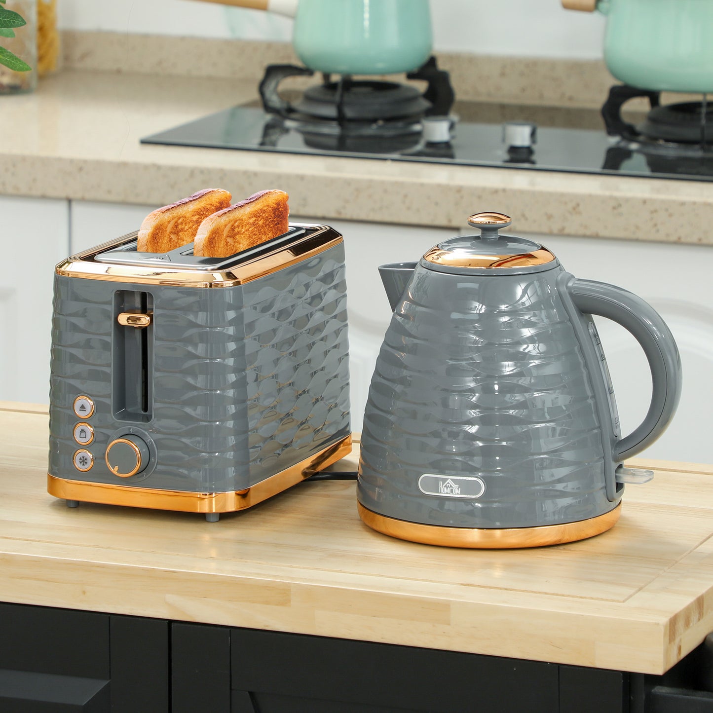 Kettle and Toaster Set 1.7L Rapid Boil Kettle & 2 Slice Toaster Grey