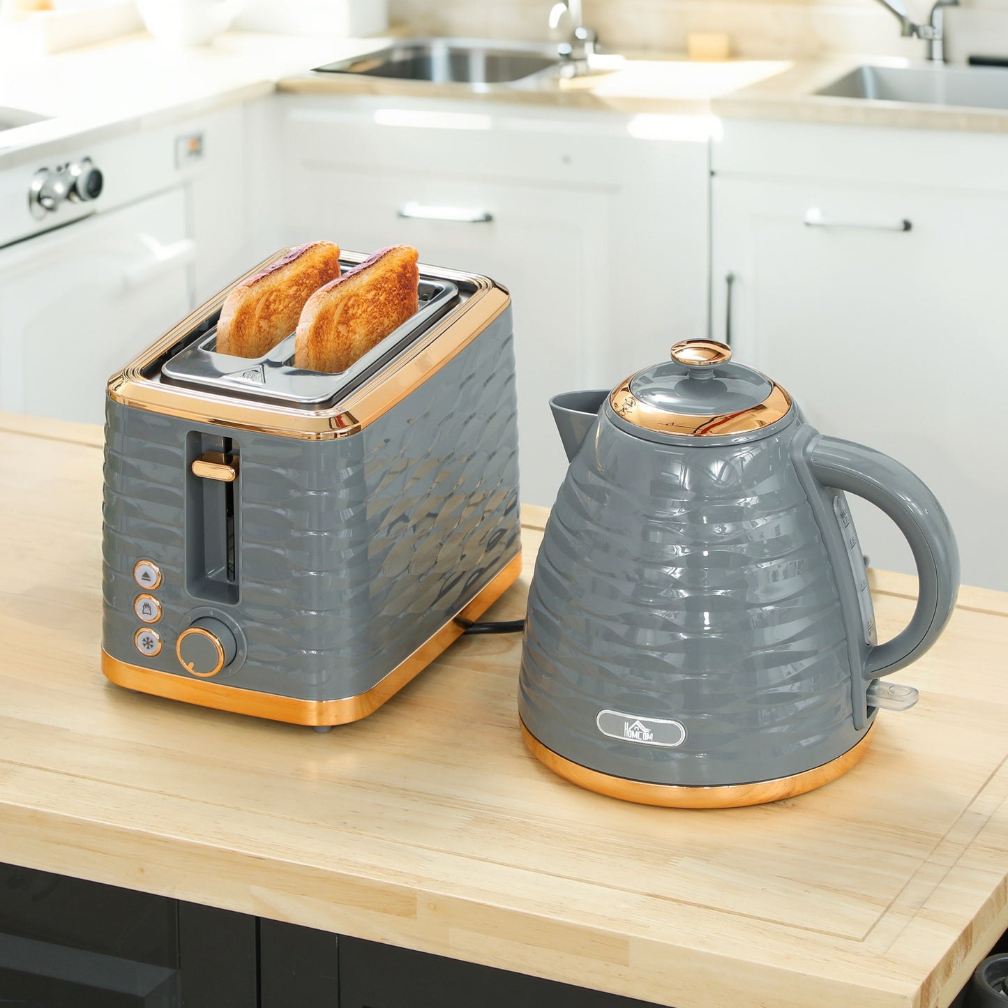 Kettle and Toaster Set 1.7L Rapid Boil Kettle & 2 Slice Toaster Grey