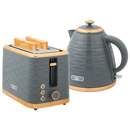 Kettle and Toaster Set 1.7L Rapid Boil Kettle & 2 Slice Toaster Grey