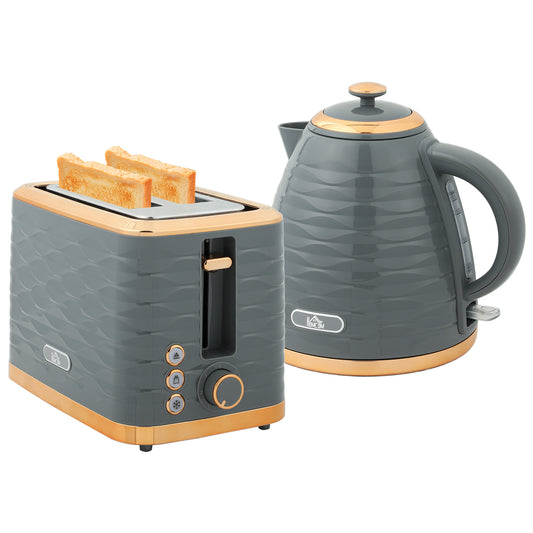 Kettle and Toaster Set 1.7L Rapid Boil Kettle & 2 Slice Toaster Grey
