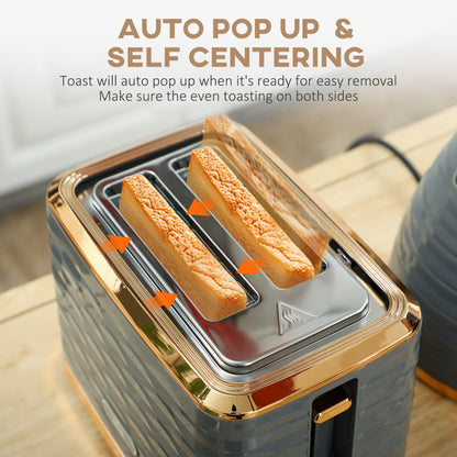 Kettle and Toaster Set 1.7L Rapid Boil Kettle & 2 Slice Toaster Grey